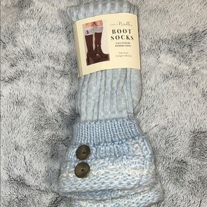 Simply Noelle Light Blue Button Boot Socks